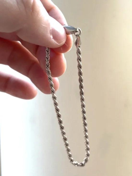 925 Sterling Silver 7" braided Rope Chain Bracelet 2mm - Picture 2 of 8